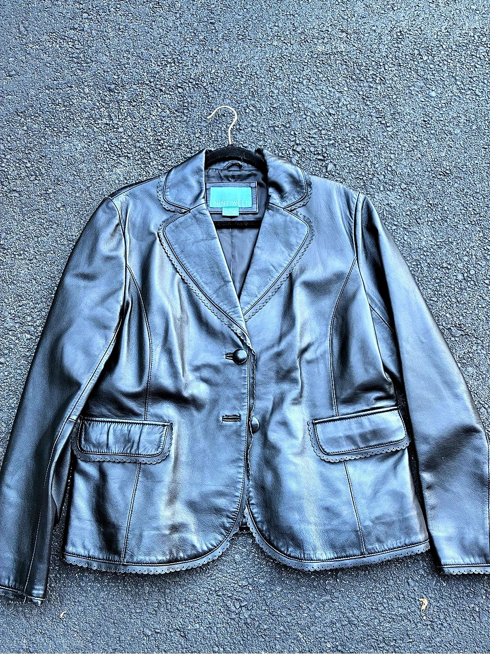 Nine West Women's Black Faux Leather Jacket Size XL Like New